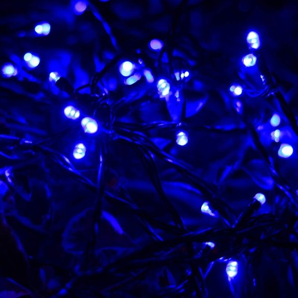 Blått ljus 22 meter 200 lampor, 8 funktioner LED Solar String Lights Star String Lights 8 funktioner