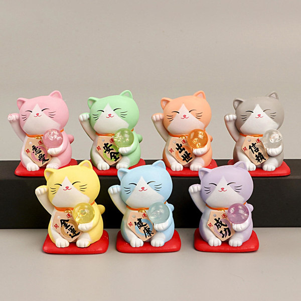 3 st Lucky Cat Ornament med välsignande ord Söt japansk stil Fortune Cat Staty Skrivbordsdekoration Studiotillbehör