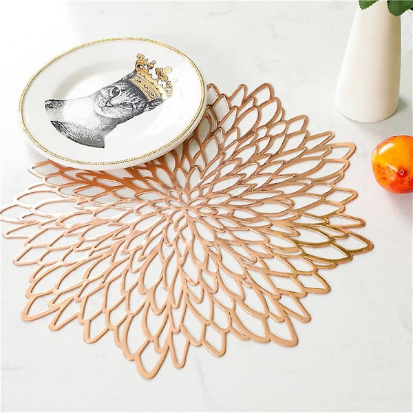 Nye Hot Pvc hule isolering Coaster Puder Bord Skål Mats 6 Pcs Gold