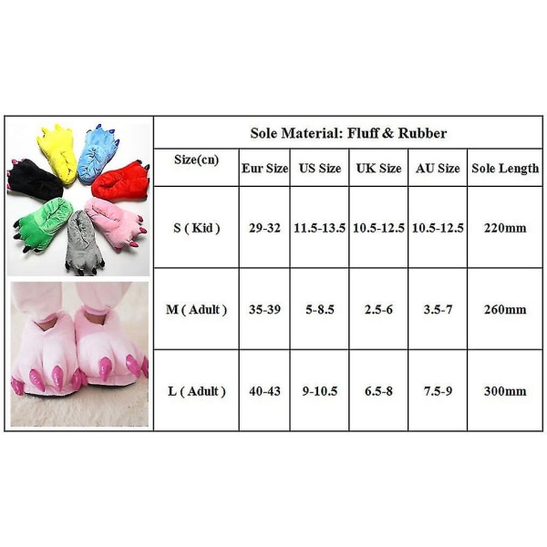 Halloween Cosplay Skor Animal Claw Monster Feet Tofflor Pink 40-43