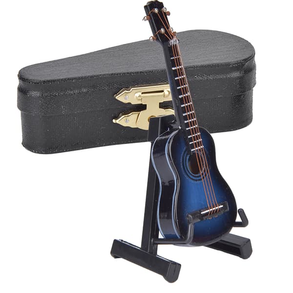 Miniatyr Klassisk Gitarr Modell Mini Trägitarr Skrivbordsdekoration Prydnad Blå
