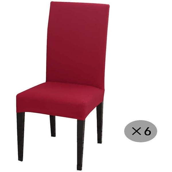 6 kpl Solid Color All Inclusive -tuolinpäällinen-punainen