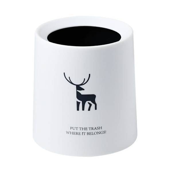 Mini desktop skraldespand uden låg Rund hvid hjort (14,2cm*14,2cm*15,3cm)