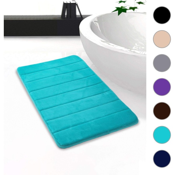 50cm*80cm Memory Foam Badrumsbadkarsmatta Absorberande Anti-Slip Badkarsmatta Vattenbadkarsmatta - Lake Blue