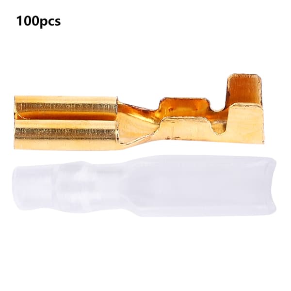 100 par 2,8 mm guldmessing crimp terminalstik bilsæt