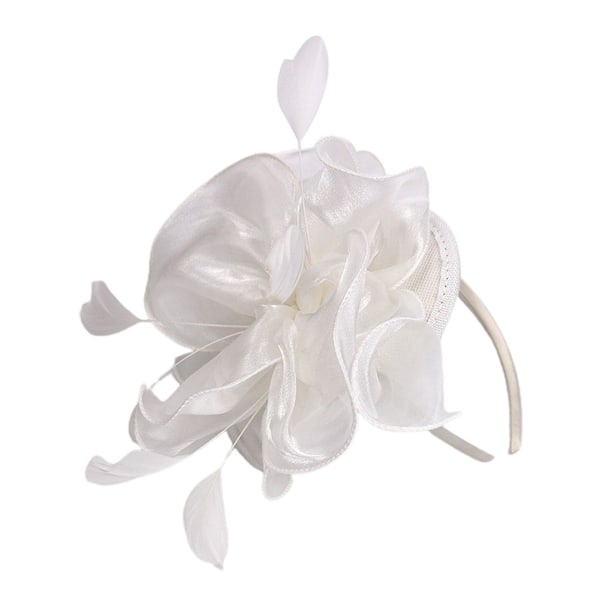 Faux Feather Net Garn Hatt Enfärgad Fascinator Bröllop Tea Party Huvudbonader Hårprydnad för White