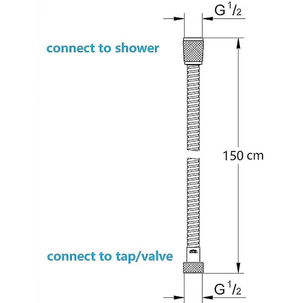 Rostfri 1,5m svart duschslang