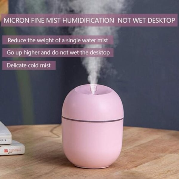 Bærbar mini luftfukter 220ml stor kapasitet USB Mute Cool Fine Mist Aroma Diffuser Desktop Stille Luftfukter for Ho