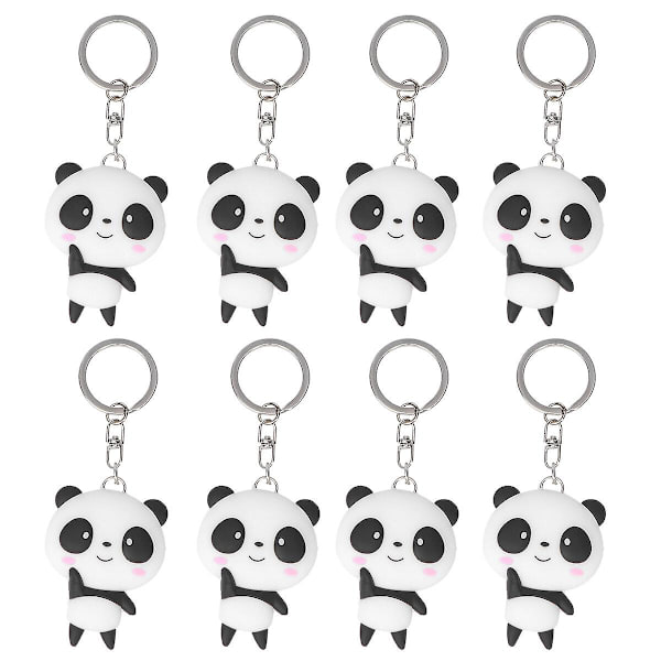 8 stk tegneserie nøkkelringer Panda nøkkelringer Kreative nøkkelanheng Fest favoriserer kreative gaver