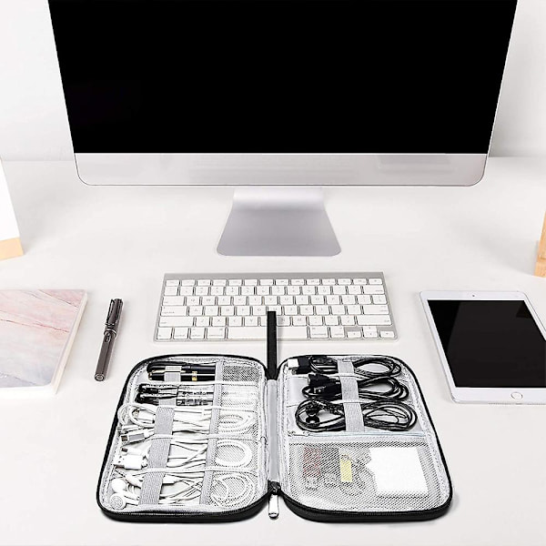 1 stk Travel Electronics Organizer Bærbar Kabel Organizer Bag for Oppbevaring Elektronisk tilbehør Veske for ledning, telefon, lader, flash-stasjon Gray