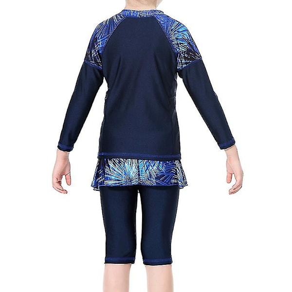 Barn Flickor Islamiska Muslim Modest Badkläder Navy Blue 12-13 Years