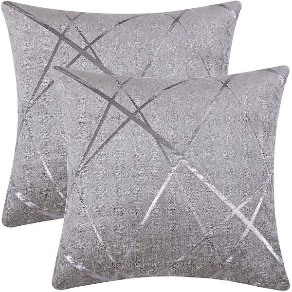 Dekorativ sofa pudebetræk, sofa tyk pude pudebetræk, firkantet grå luksus pude 2 sæt 30*50 cm Violet