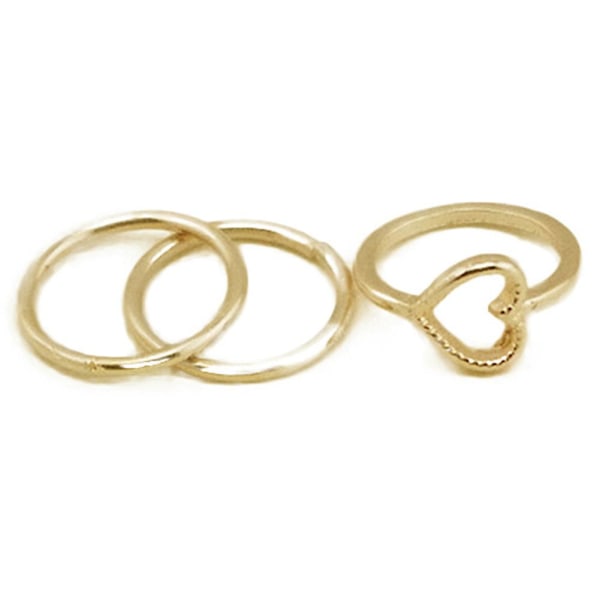 4 stk Damemote Rhinestone Hjerte Bladknoke Midi Band Ringer Smykkesett