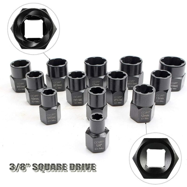 13 STK socket mutter extractor sett ∣ socket sett avrundet bolt extractor