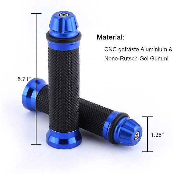 7/8&quot; Motorsykkelstyrehåndtak, Cnc aluminiumsgummihåndtak, universelle Anti-skli styrehåndtak Gummihåndtak for sykkel sykkelstyre