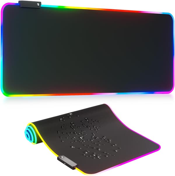 [qg]RGB-belyst musemåtte, LED-musemåtte, stor musemåtte – 250 × 350 × 3 mm – farveæskeemballage