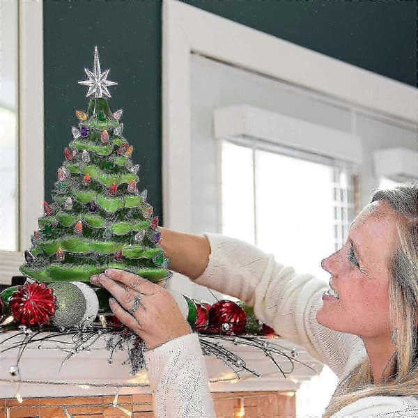 Ceramic Christmas Tree LED Decoration Ceramic Desktop Christmas Decoration