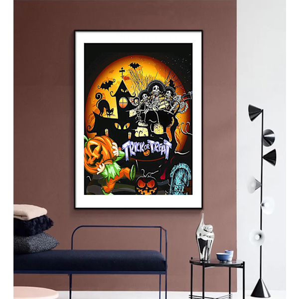 5d diamond painting uusi halloween yhdistelmä täysi timantti tee itse timantti tarra olohuoneen koristelu roikkuu kuva (5d diamond painting 30*40 hallo