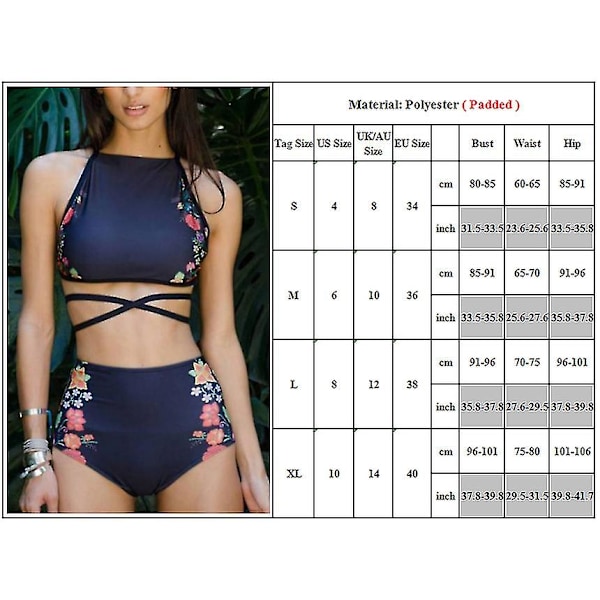 kvinnor Hög midja Baddräkt Vadderad Monokini Baddräkt Baddräkt Strandkläder M