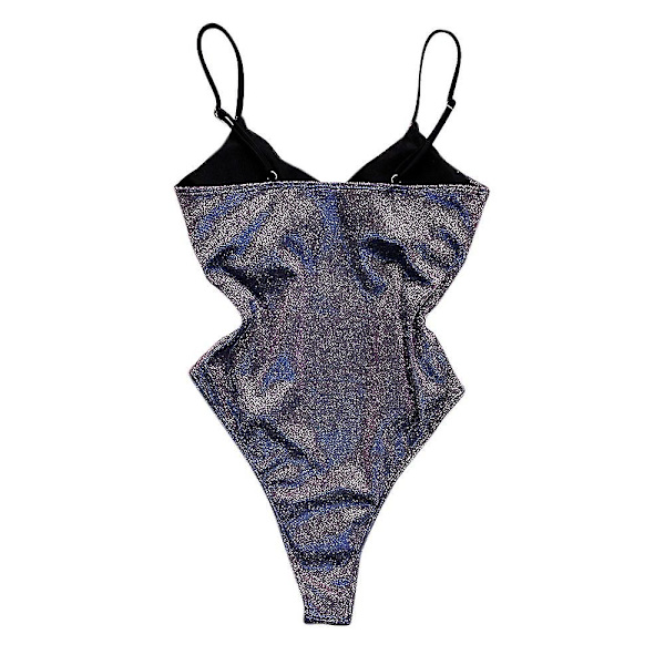 kvinder Glitter Shiny Monokini Badedragt Push Up One Piece Badetøj Badedragt Purple S