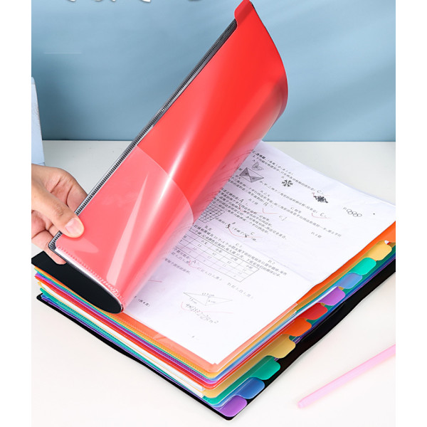 A4 Multi-Layer Classified File Storage 12-Layer Rainbow Classified Folder Office Supplies Plan Book (sort ydre panel),