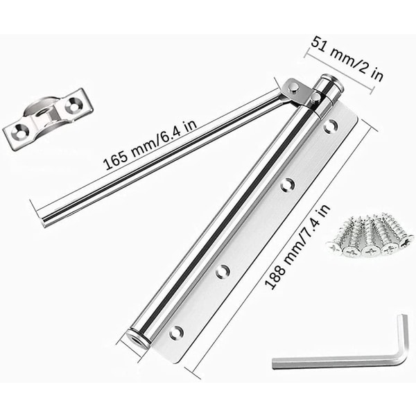 2 delar automatisk dörrstängare, dörrstängare fjädrar, självstängande dörr, fjäderdörrstängare, dörrstängare i aluminiumlegering med skruv och nyckel, för hus,