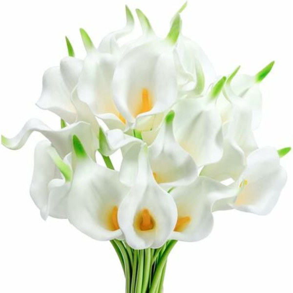 20 kunstige latex calla liljer, realistiske å ta på - for bryllupsbuketter og til dekorasjon