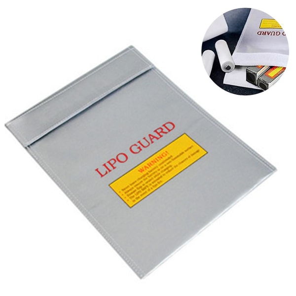 Sølvgrå brandsikker dokumenttaske Lithium batteri sikkerhedstaske Flybatteri Brandsikker eksplosionssikker taske 18 * 23 Cm