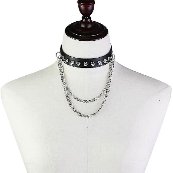 Spike Choker Halskæde Goth Collar Chain Punk Choker Kvinder Mænd Sort Læder Chocker Cool Gothic smykker rose red