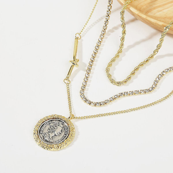 Halskæde dobbeltlags Heartchoker modesmykker B1692 N2104-14