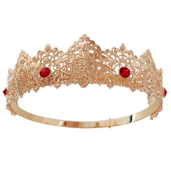 Bar Performance Crown Ball-dronning Tiara Forslag Matchende smykker Kjærestegave Golden Red