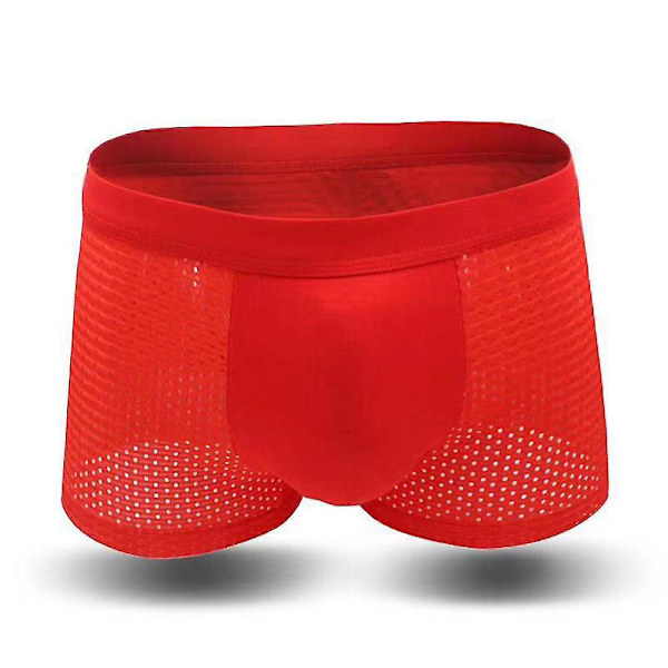 Mænd Mesh Boxer Brief Trunks Shorts åndbare underbukser Red L