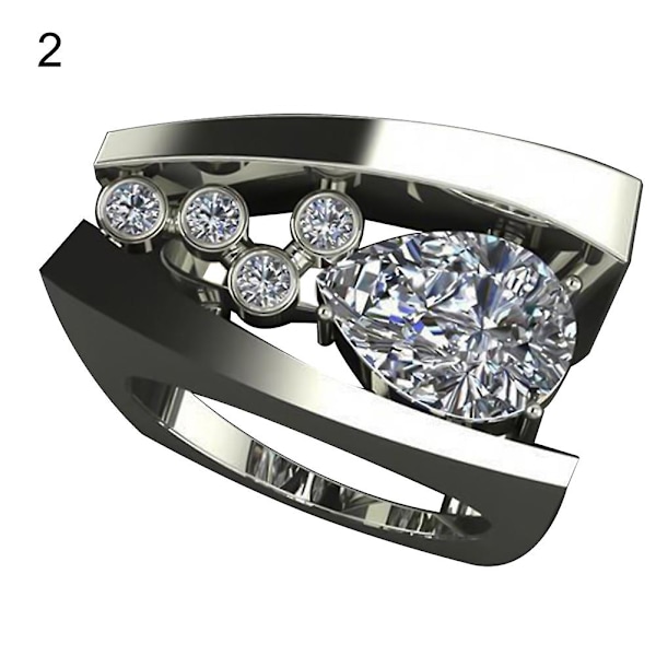 Kvinnor Retro Rhinestone inläggningar geometrisk form Finger Ring Bröllop Smycken Present US 6 2