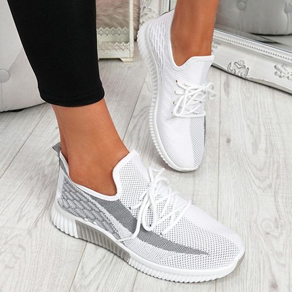 Naisten Lace Up Mesh Knit Tennarit Urheilulenkkarit Kengät Grey 40