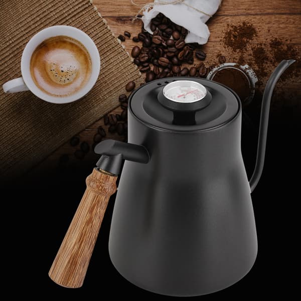 Rustfri Stål Gooseneck Kaffekjele Trehåndtak 850ml