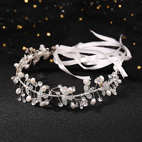 Pärlband Böjbart brudhårbåge konstgjorda kristallpärlor Headpiece