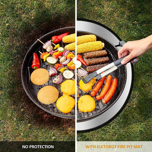 24 tommer brandsikker picnicmåtte BBQ-måtte Fire Pit Ignition Basin Mat Dobbeltsidet Brandmåtte
