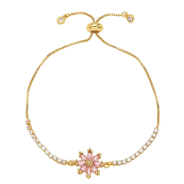 Armband Vintage Zircon Flower Stud Modesmycken Ac9208 Pink