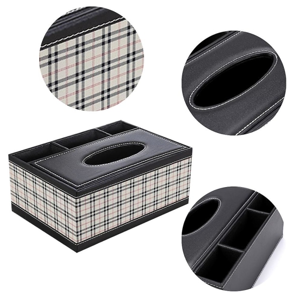 Pu-läder rektangulärt cover - multifunktionell vävnadsboxhållare Fjärrkontrollbox style4