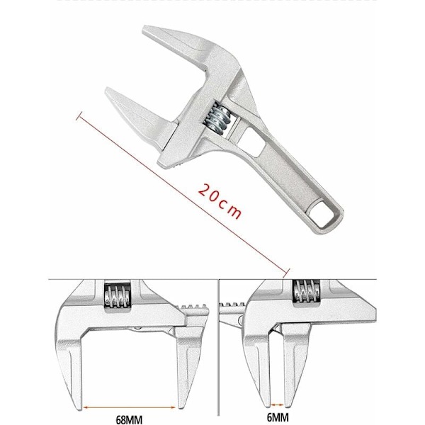 Standard baderomsnøkkel 0,2 kg funksjonelt kort håndtak Stort åpent håndtak Rørleggerhåndverktøy for bad, industri, Fi