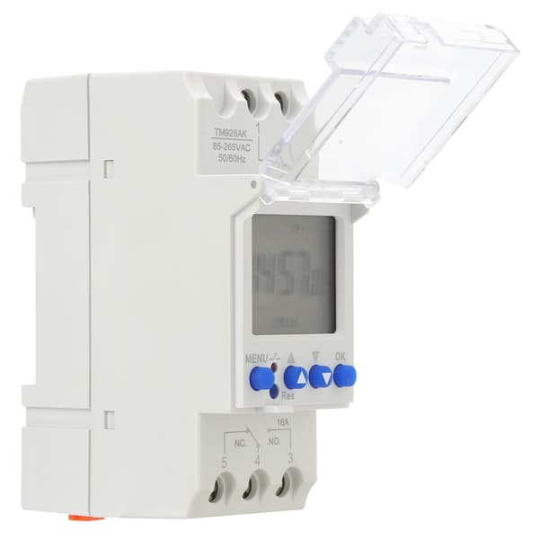 Digitalt Analogt Timer Switch DIN Skinne Stor Skærm Programmerbar 85-265V 16A