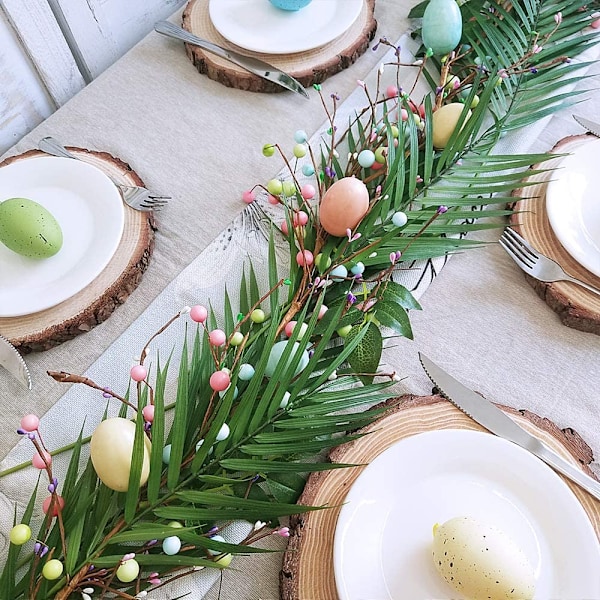 Set med 8 artificiella Areca palmblad stjälkar konstgjorda palmblad Hawaii Luau Jungle Beach Bröllopsfest