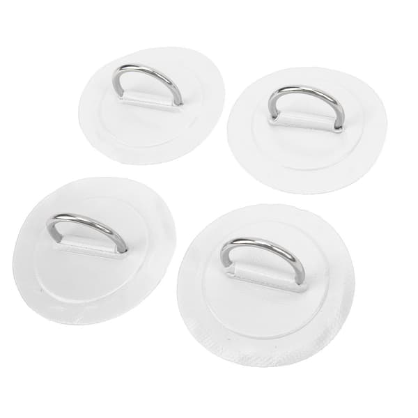 4 stk. Oppustelig båd D Ring Pad Patch PVC Holdbar Marine Rustfrit Stål Fast Spænde Hvid