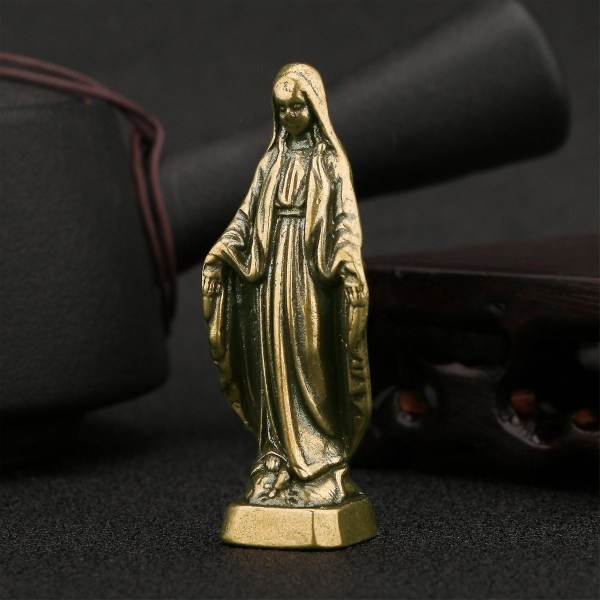Jungfru Maria Statyett Kristustema Antik stil Heliga Moder Staty Miniatyrer Desktop Ornament för hushåll