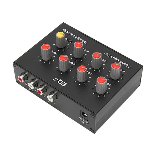 7-bånds Lydequalizer RCA Udgang Indgang 3,5 mm Interface Dobbeltkanals Digital Equalizer til Biler 100‑240V EU Stik