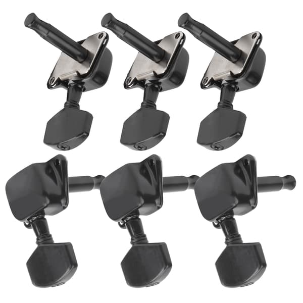 Halvslutna gitarrstämskruvar set 3 vänster 3 höger svarta instrumentdelar