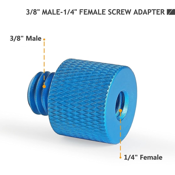 Skruvadapter 1/4&quot; Kvinna Till 3/8&quot; Man, 3/8&quot; Kvinna Till 1/4&quot; Hanskruv för mikrofonstativ, stativskruvgängad adapter (blå)