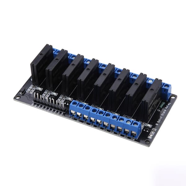 8-kanals solid state relæmodul lavniveau trigger DC AC med sikring