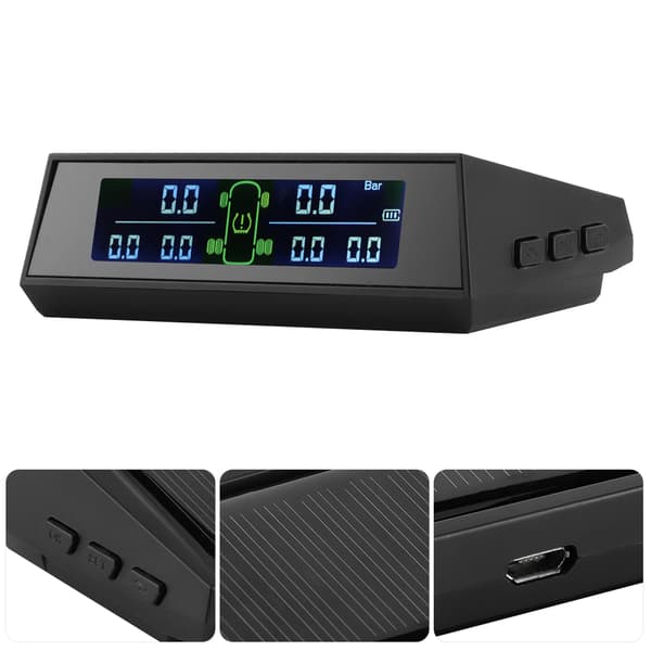 Solardriven TPMS Däcktrycksövervakningssystem med LCD-display 6 Externa Sensorer för Husbil