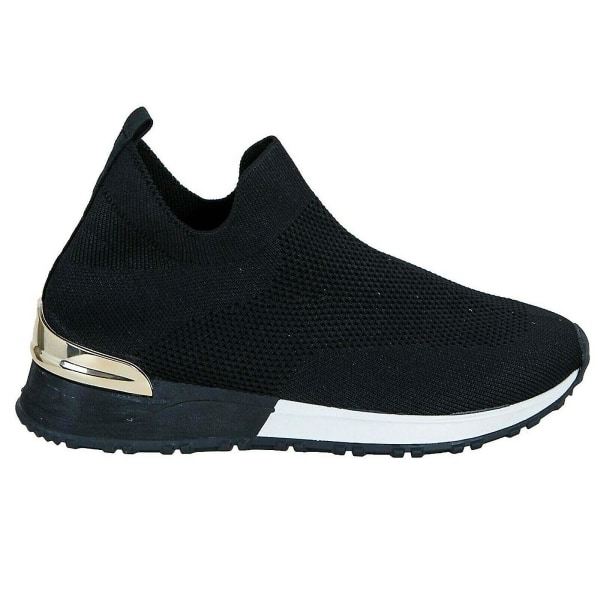 Kvinnor Slip On Trainers löpar Sneakers Skor Black White 43